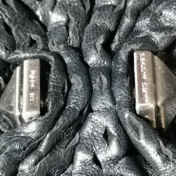 Black/Silver Perforated Lamb Leather Crossbody EUC #238 - Picture 10 of 11